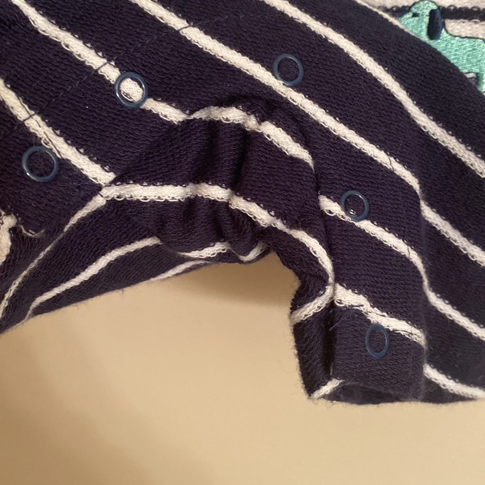LITTLE ME Boy's Matching 2 Piece White Shirt & Striped Romper Size 6 Months NEW